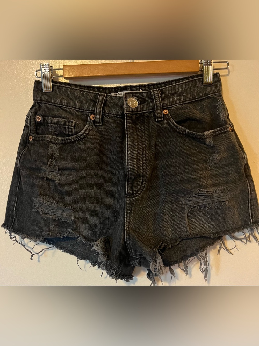 Garage festival black  distressed jean shorts NWT